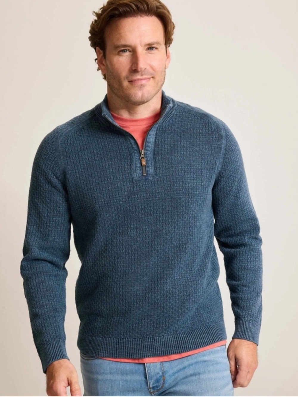 Tommy Bahama Men’s Sunbreak Half Zip Coastline Blue Sweater Sz XL